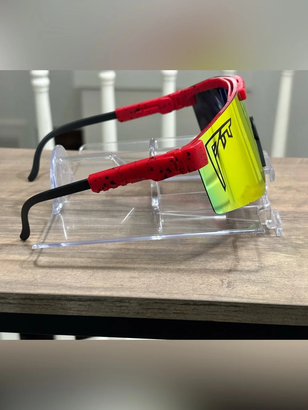 Pit Viper Shield Wraparound Cycling Sunglasses Red Plastic Mirrored Multi UV400